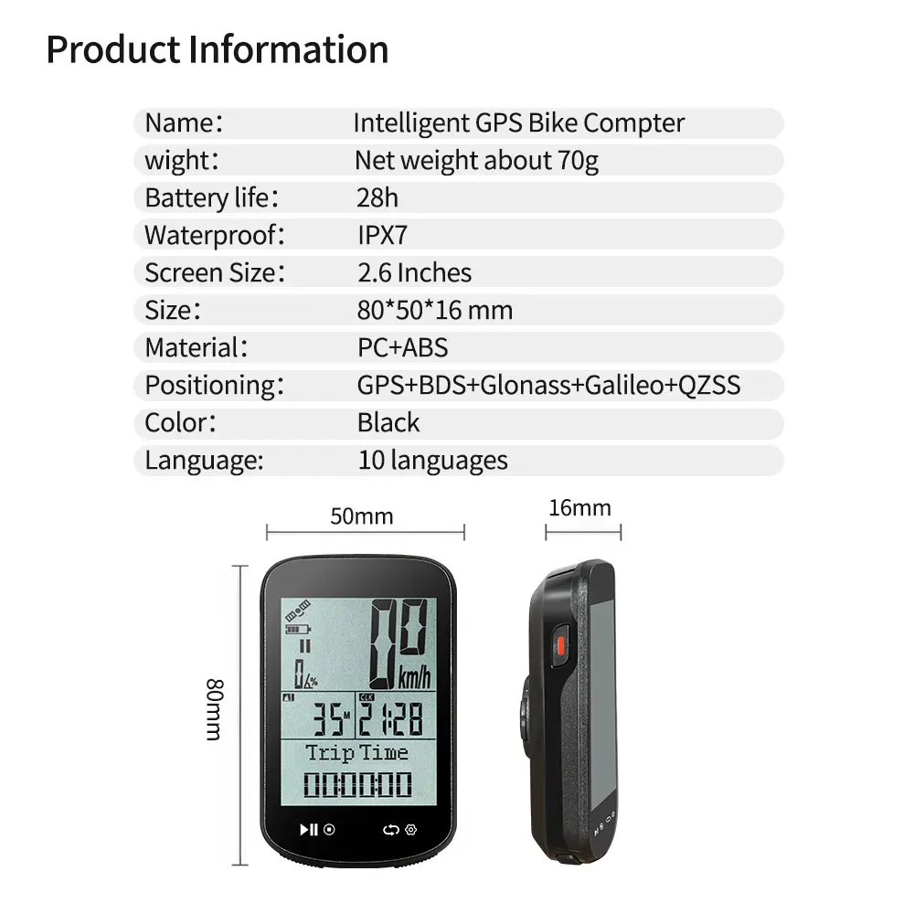 Bike Computer Wireless GPS Bicycle Speedometer Roadbike MTB Waterproof Bluetooth ANT+ Smart Cycling Computer Bike Accessories