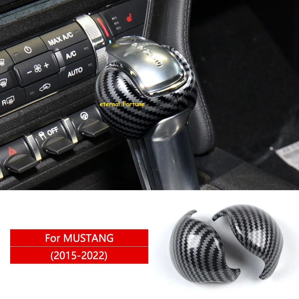 

Gear Shift Knob Cover BLACK HARD Carbon Fiber For Ford Mustang 2015-2022 decal sticker