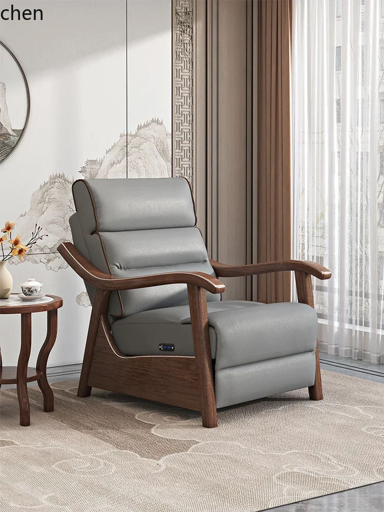 DSAelectric living room solid wood walnut sofa chair recliner balcony lazy leisure chair