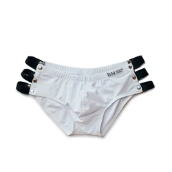 Maillot de bain amissié pour homme, boxer taille basse, sexy, couleur unie, noir et blanc