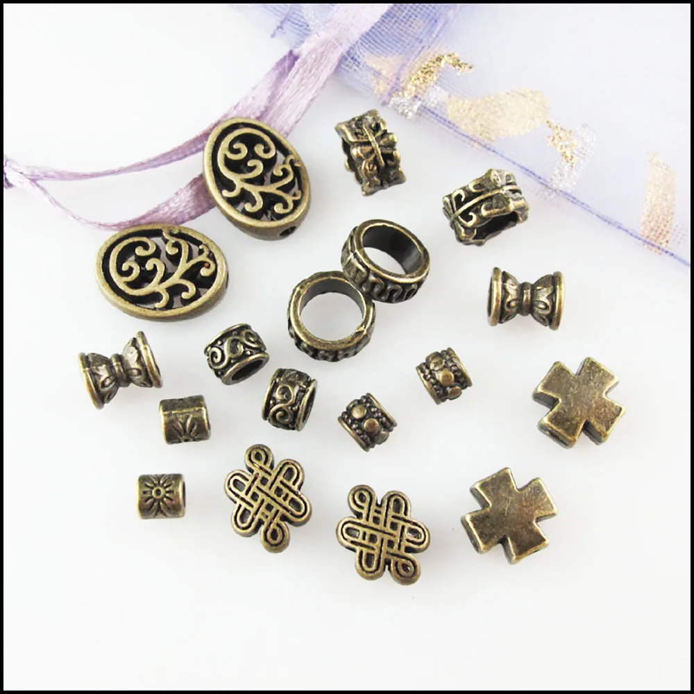 Fashion New Cross Oval Chinese Knot Star Cross Charms Spacer Bar Beads Antiqued Bronze Plated