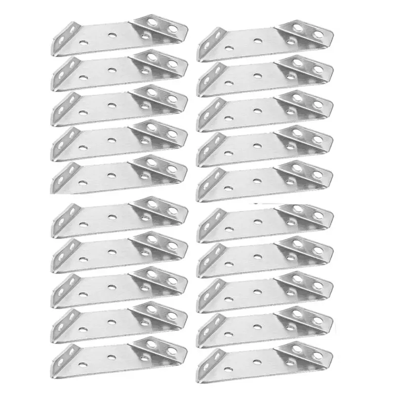 [NEWA76K!】 20 Piece Universal Furniture Corner Connector, Silver Angle Fasten Connector Furniture Triangle Support Frame