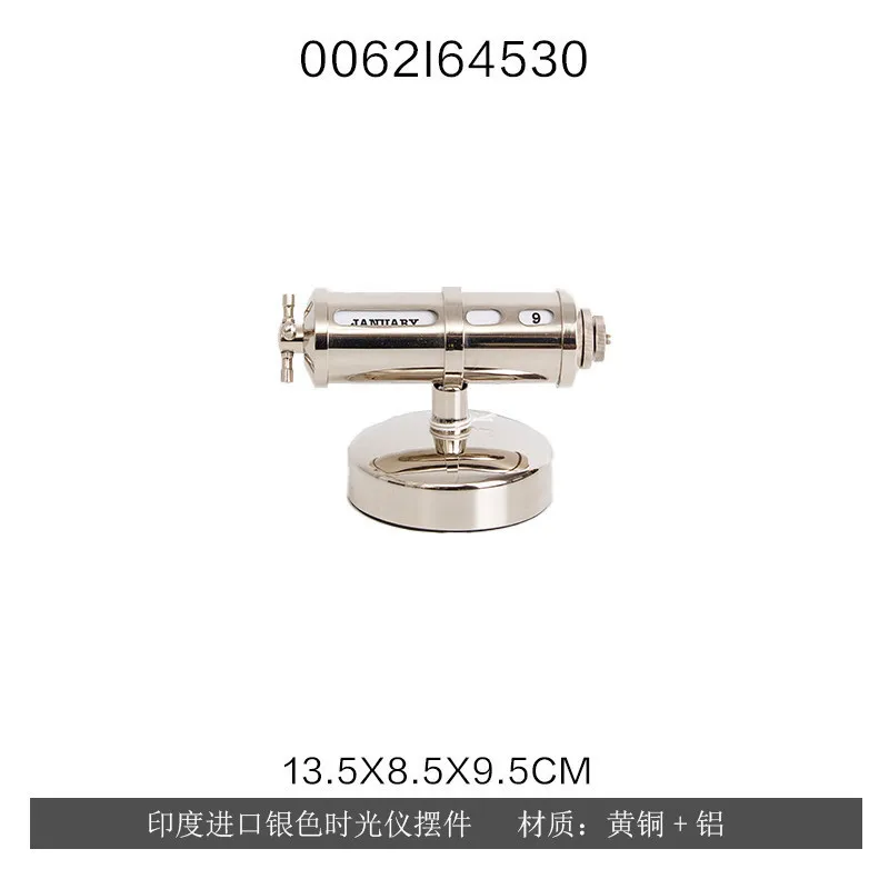 Indian retro silver time meter airplane shape calendar ornament, office desktop high-end decoration brass desk calendar