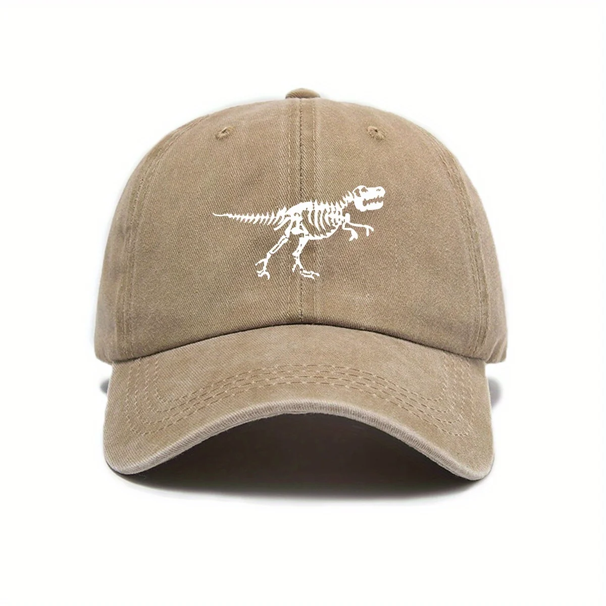 A Trendy And Versatile Baseball Cap Featuring a Dinosaur Skeleton Print, Perfect for Outdoor Activities And a Must-Have for Both