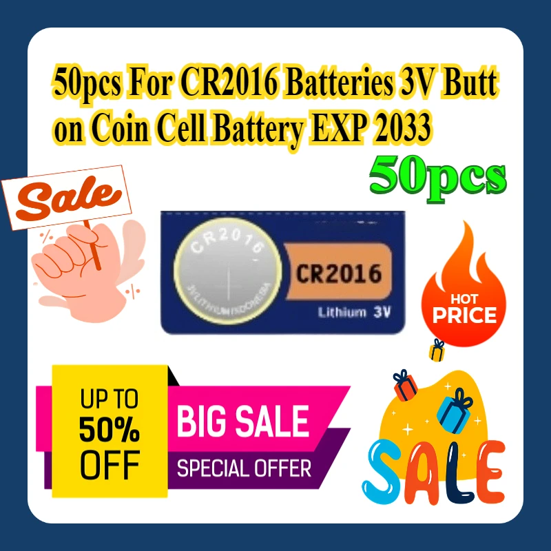 

50pcs For CR2016 Batteries 3V Button Coin Cell Battery EXP 2033