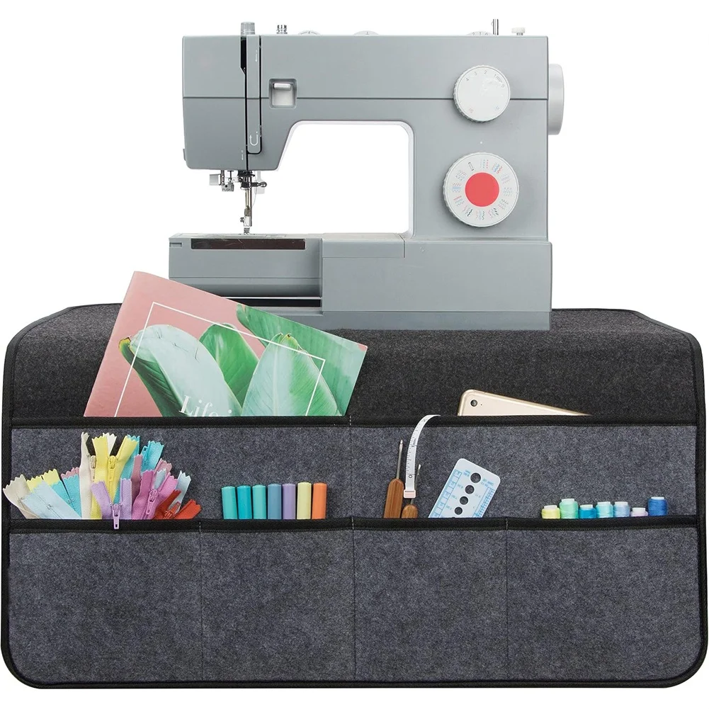 

1/2 Pcs Felt Pad 60×60cm Sewing Machine Pad For Table Deep Grey Felt Foldable With 6 Compartments Storage Bags Home Table Parts