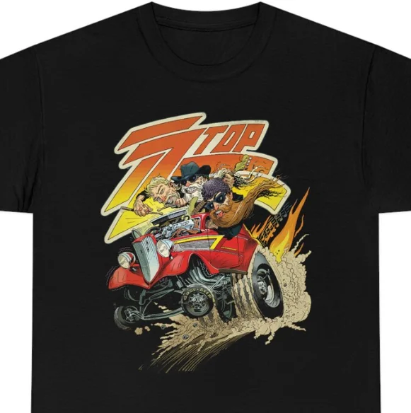 ZZ Top Mens ZZ Top Eliminator Car Graphic Black White Shirt New S-5XL PD11