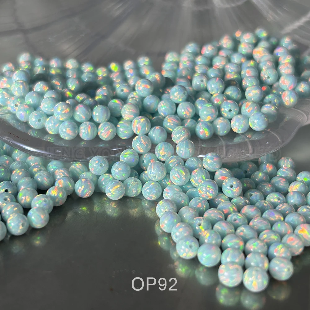20/50pcs Mint Green Beads for Crafting 2mm-8mm Lab Created Green Fire Opal Beads for Jewelry Making