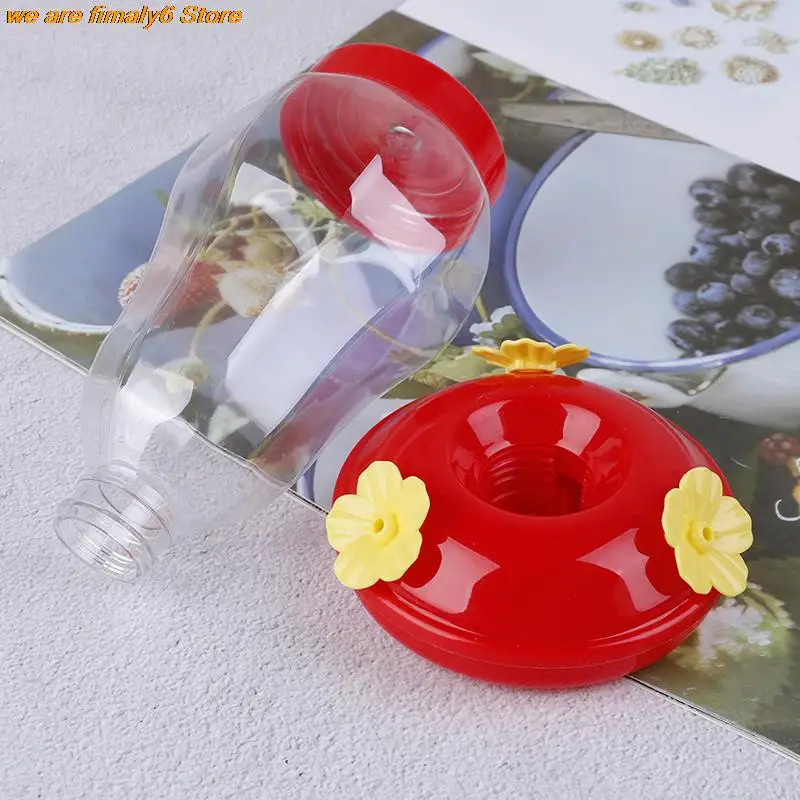 1pcs Plastics Bird Water Feeder Bottle Hanging Hummingbird Feeder Garden Outdoor Plastic Flower Iron Hook Bird Feeder
