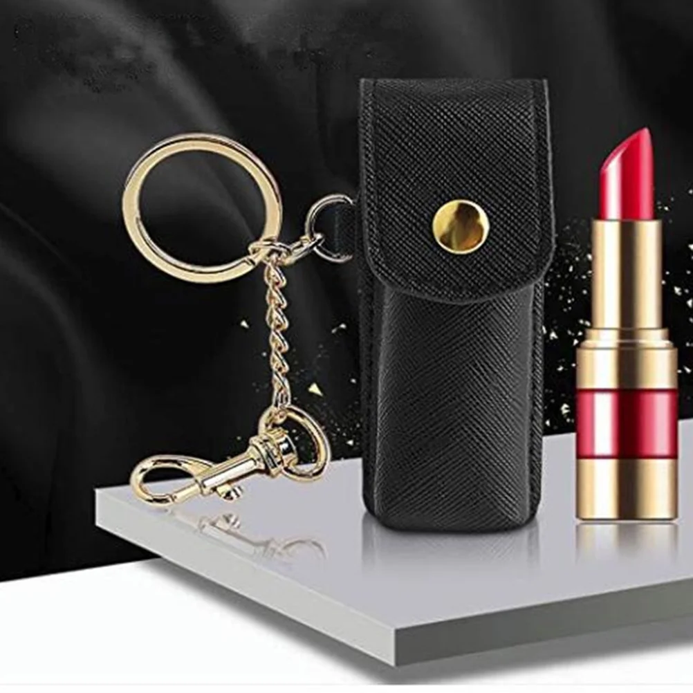 

Portable Lipstick Protective Case Sleeve Keychain Clear PU Holder for Travel Bag Purse Attachments Compact