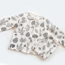 Children's Clothes Baby Pajamas Set Loungewear Sleepwear for Kids Long Sleeve Boy Girl Breathable Cotton Waffer Top and Bottom