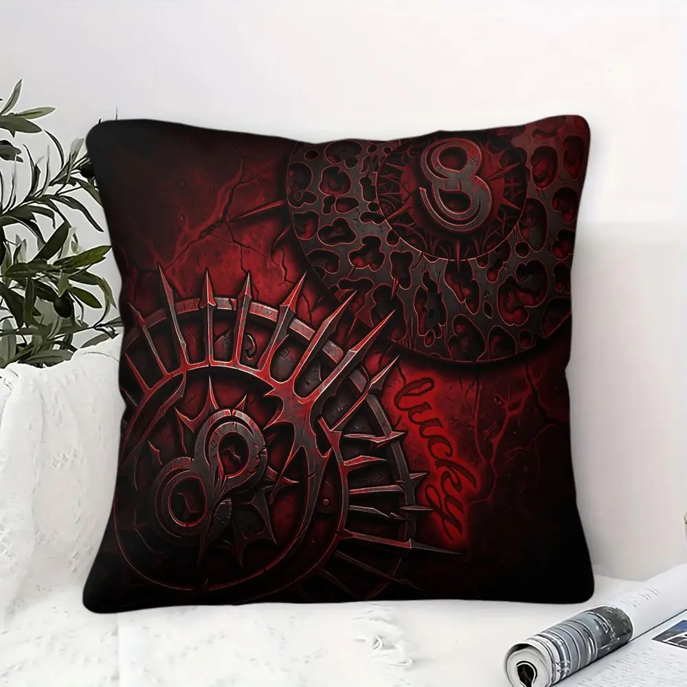 Throw Pillow Cushion Accent Pillow 45×45cm Includes Pillow Core Vintage Red Lucky 8 Gear Dark Print For Adult Sofa Decor
