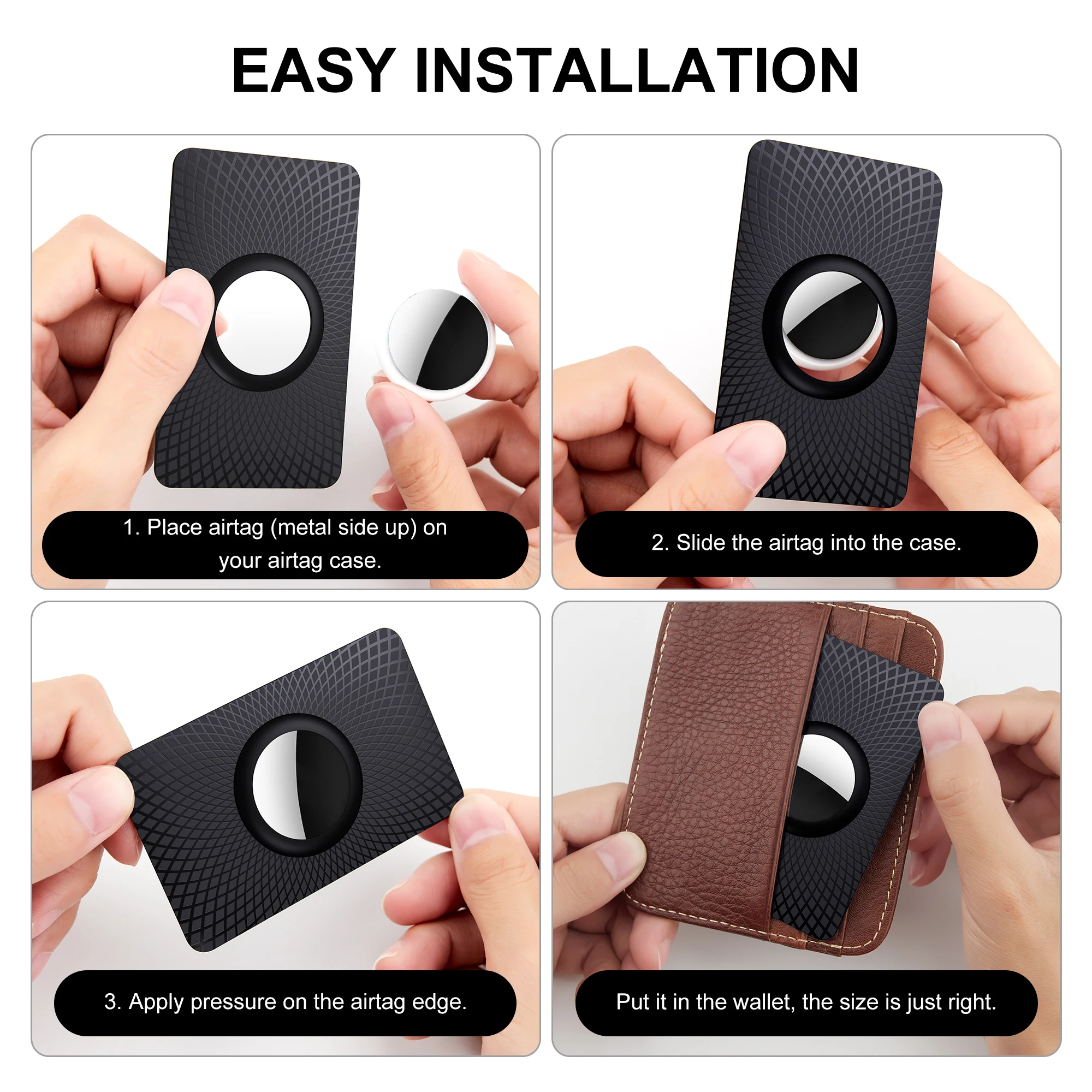 2Pack For Apple Airtag Wallet Case Thin Card Size Case for Air tag Holder Purse Wallet GPS Tracker Airtag Holder Locator Holders