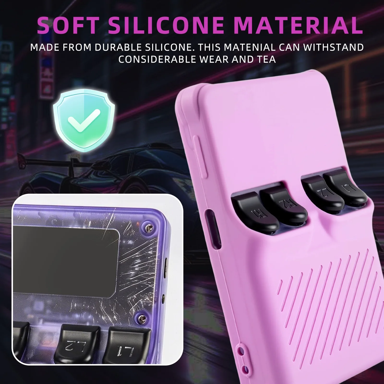 Silicone Protective Cover for R36S Retro Handheld Game Console Soft Shell Anti-Collision Drop-Proof Case with Lanyard