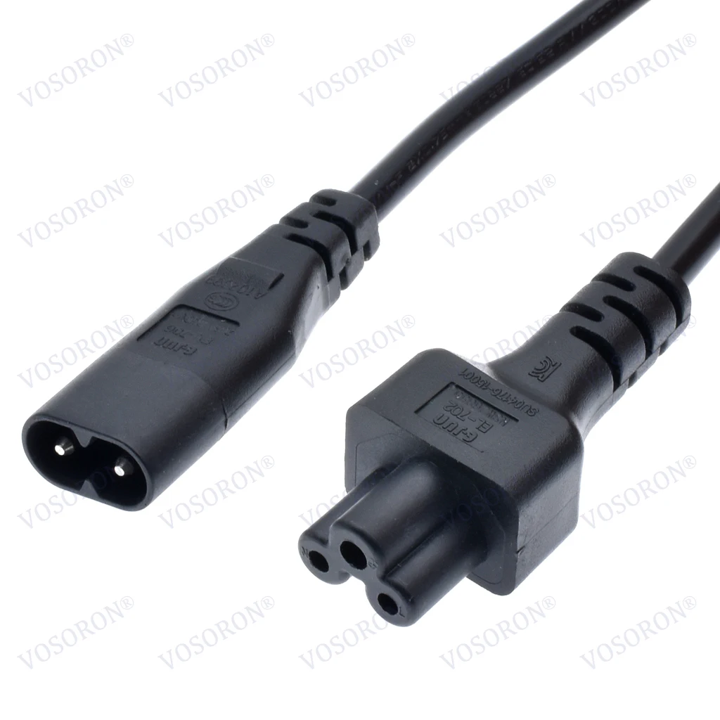 C8 to C5 Power Cable, IEC320 C8 to C5 Extension Cord, 1FT Figure 8 C8 Male to Plum Blossom C5 Female Adapter, 250V 2.5A, 30cm