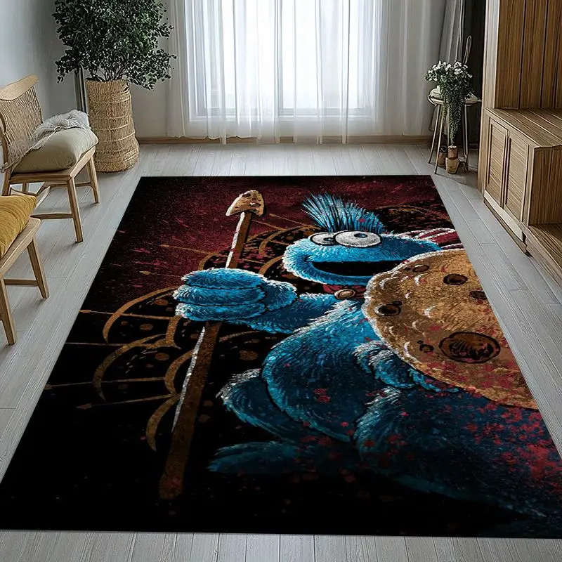 Vintage S-Sesame Street Elmo Cookie Monster Soft Non-Slip Large Area Rug for Living Room,Bedroom Carpet Mat for Sofa,Home Decor