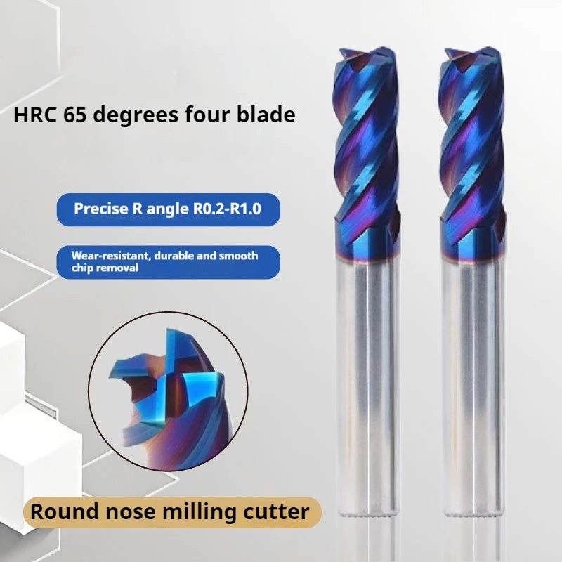 

Solid Carbide Corner Radius End Mills HRC65 4 Flutes Nano Blue Coating CNC Tools Endmills R0.5 R0.2 R1 R2~8 Surface Machining