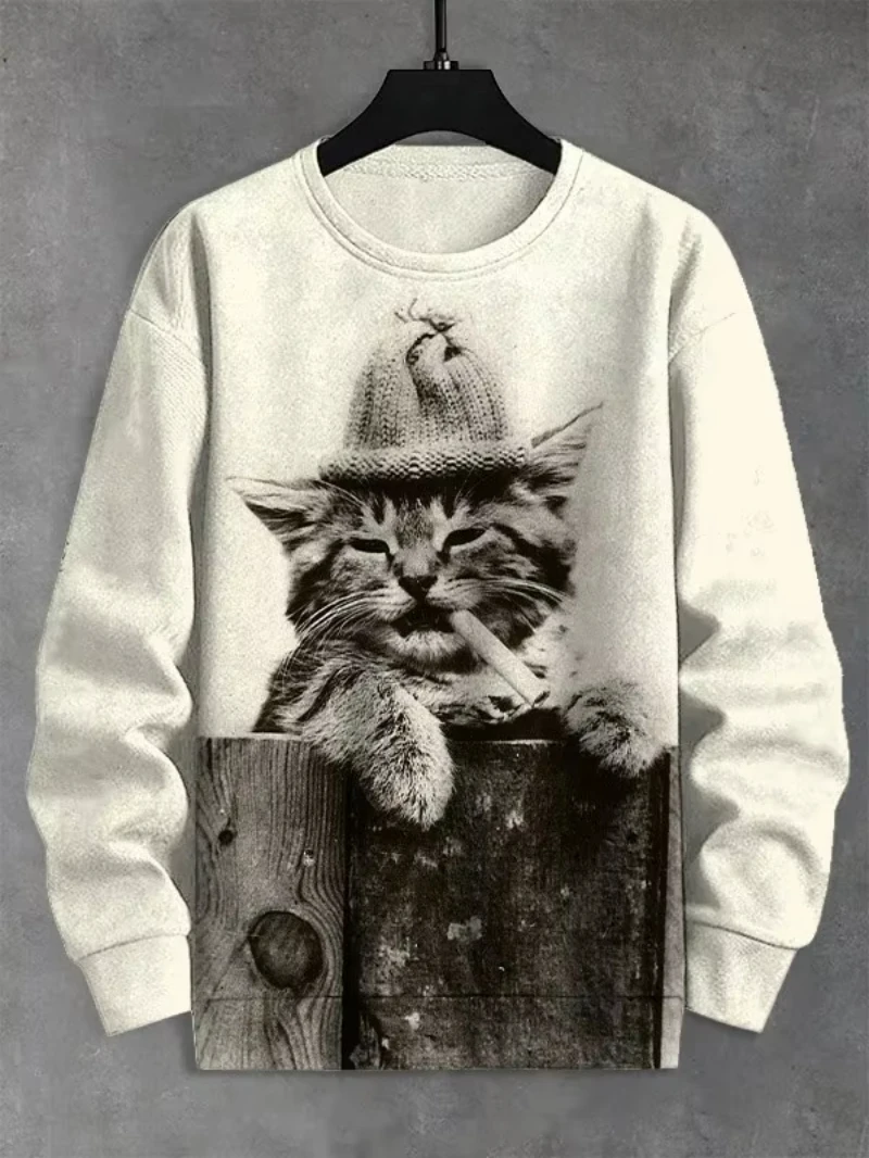 

3D Cat Printed Hoodie For Men Women Oversized Hoodies Pullover Fall New In Men Round Neck Sweatshirt Fashion Unisex Clothing Top