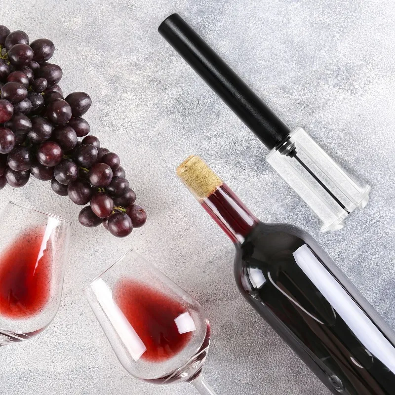 

1pc Black Manual Needle Air Pump Cork Remover Bottle Opener Bottle Opener With Aluminum Alloy Cork Tool Kitchen Opening Tools