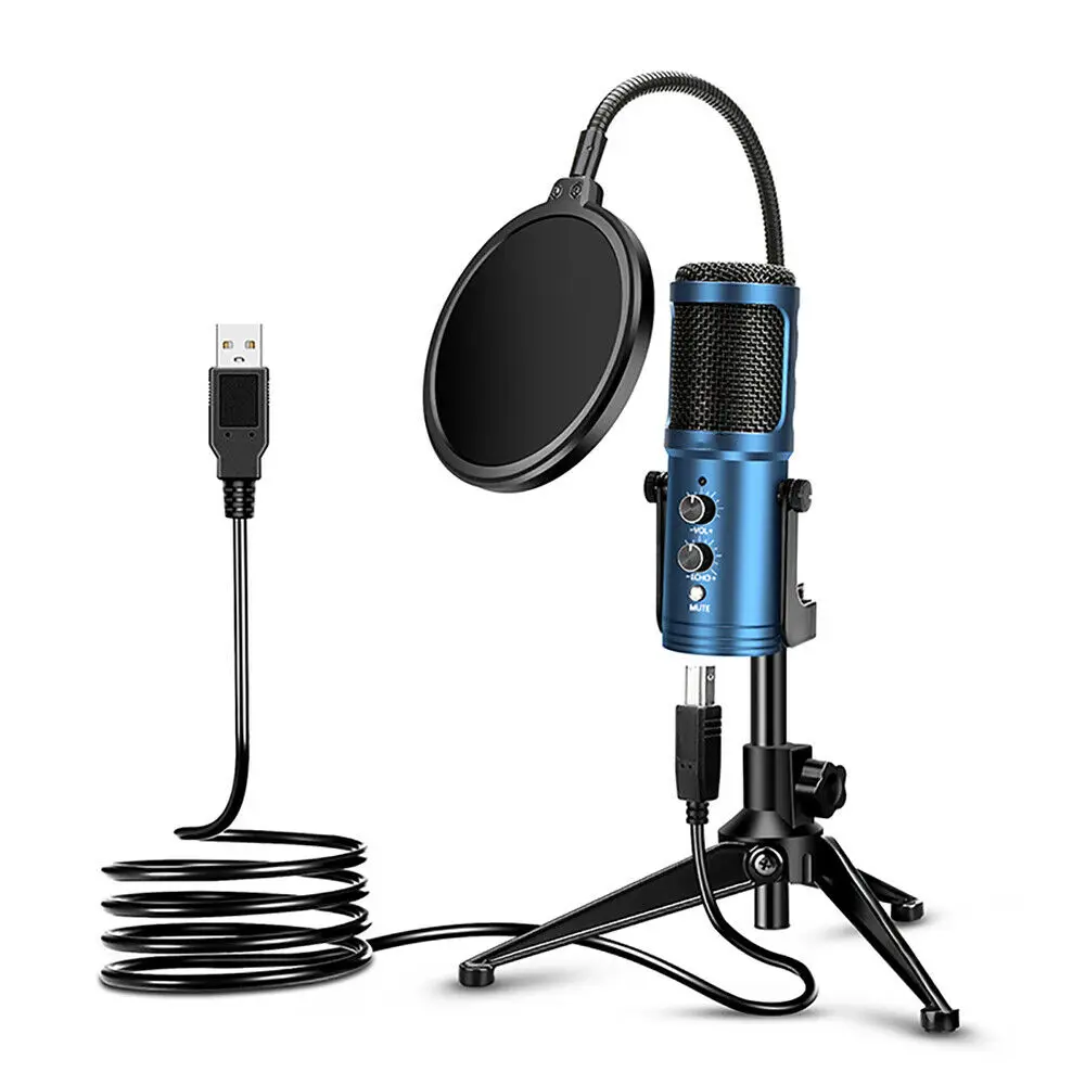 

PC Game USB Condenser Recording Microphone With Tripod Cardioid Sound Recording Chat Laptop Windows Cardioid Studio Vocals Voice