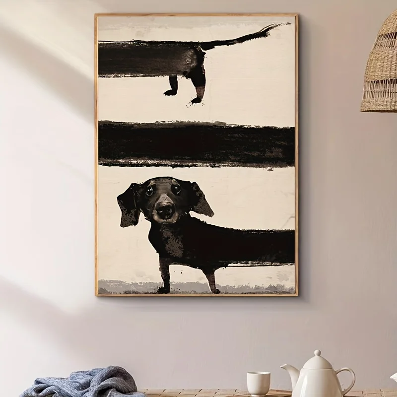 Modern Funny Animals Wall Art Poster Prints Abstract Black Dog Aesthetics Canvas Painting Picture for Living Room Home Decor