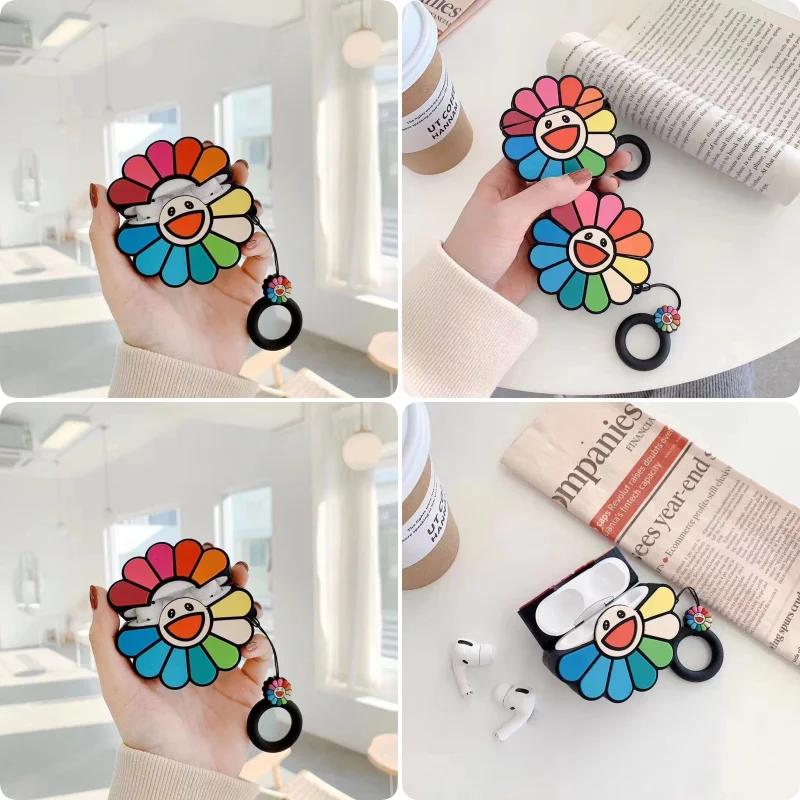 3D Cute Sunflower Heavy Shockproof Protective Silicone Earphone Cover For Airpods Pro 2 Case/Airpods 1/2/3 Case Funda