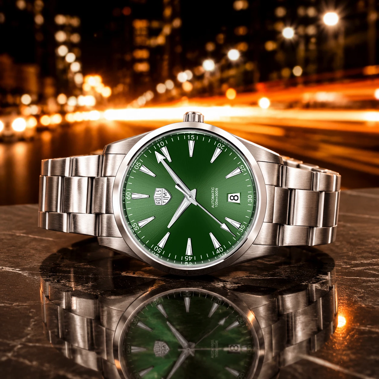 Rollstimi 2026 New Green Men's Automatic Watch NH35A Mechanical Watches Men AR Sapphire Crystal Luminous Waterproof Wristwatch