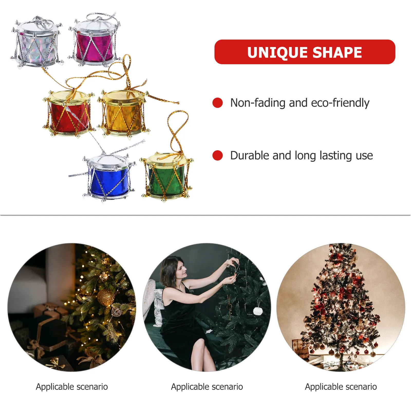

12pcs Mini Drum Christmas naments Hanging Decorations for Tree Party Non Fading Eco Friendly Premium Material