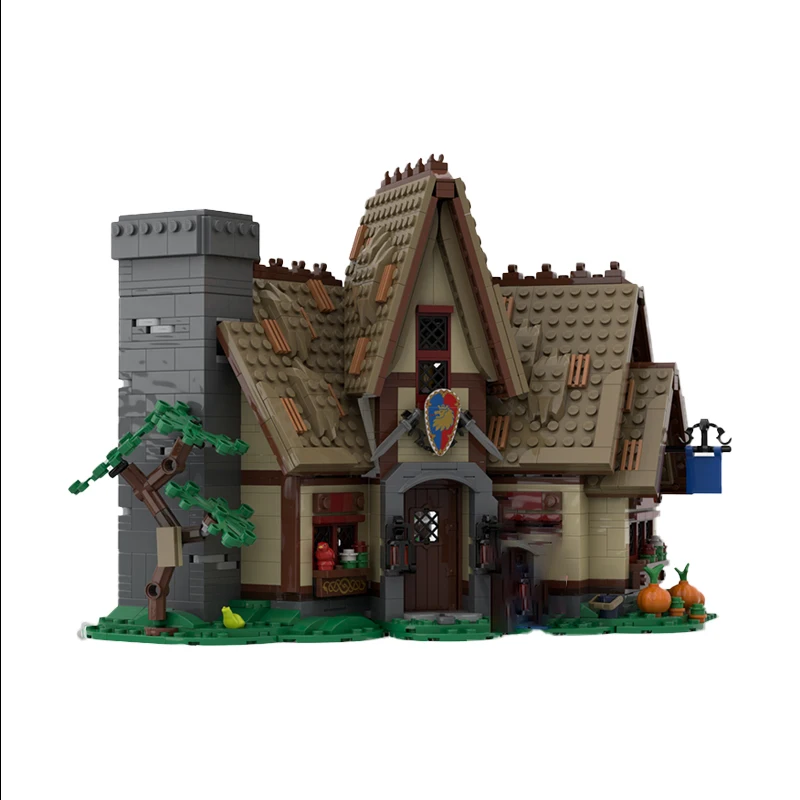 MOC Medieval Inn Winter Dorf Set Modulare Architektur Bausteine Modell Montage Ziegel Spielzeug Desktop Display Geschenke