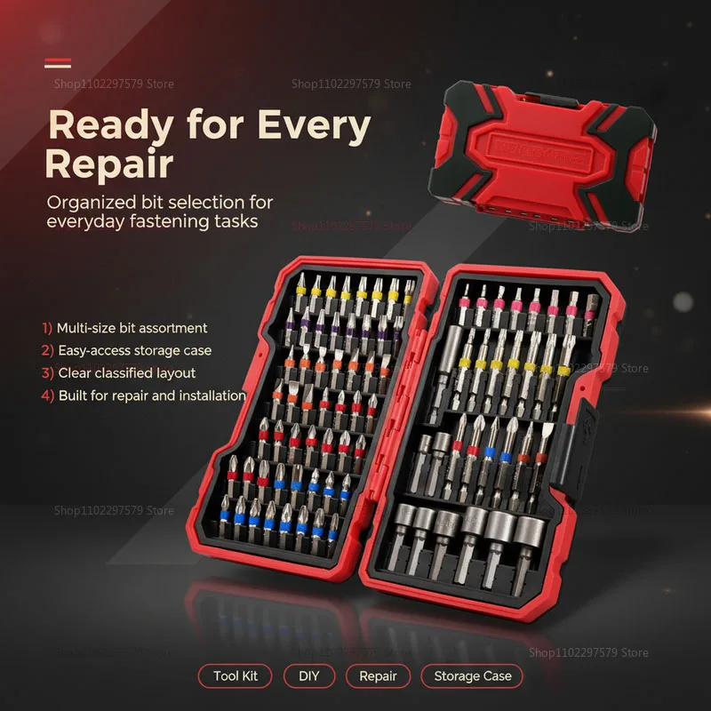 

83-Piece Screwdriver Bit Set, Impact Drill Bit, Safe And Portable, Comes With Magnetic Anti-Slip, Power Tool Accessories Box.