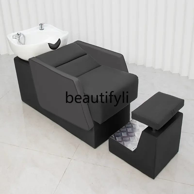 

ss D 2024 New Darth Vader Hair Salon Half-reclining Shampoo Bed Barber Shop Flush Ceramic Basin