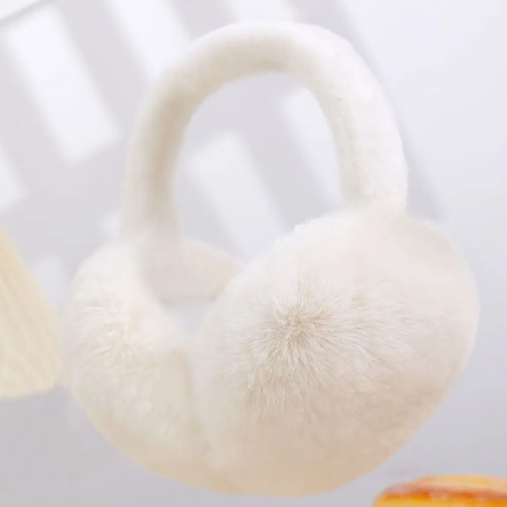 New Warm Plush Ear Warmer Folding Cold Protection Earflap Solid Color Thickened Ear Cover Women