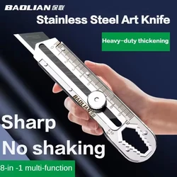 8 In 1 Utility Knife Box Cutter Multipurpose Stainless Steel Retractable Heavy Duty Waterproof Snap off Cutter Knife And Blades