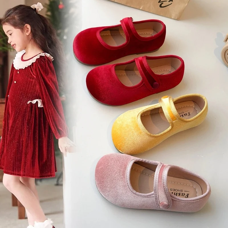 Kids Flat Shoes Round Toes Children Moccasins Princess Style Versatile 2026 New Fashion Girls Casual Dress Shoes Korean Style
