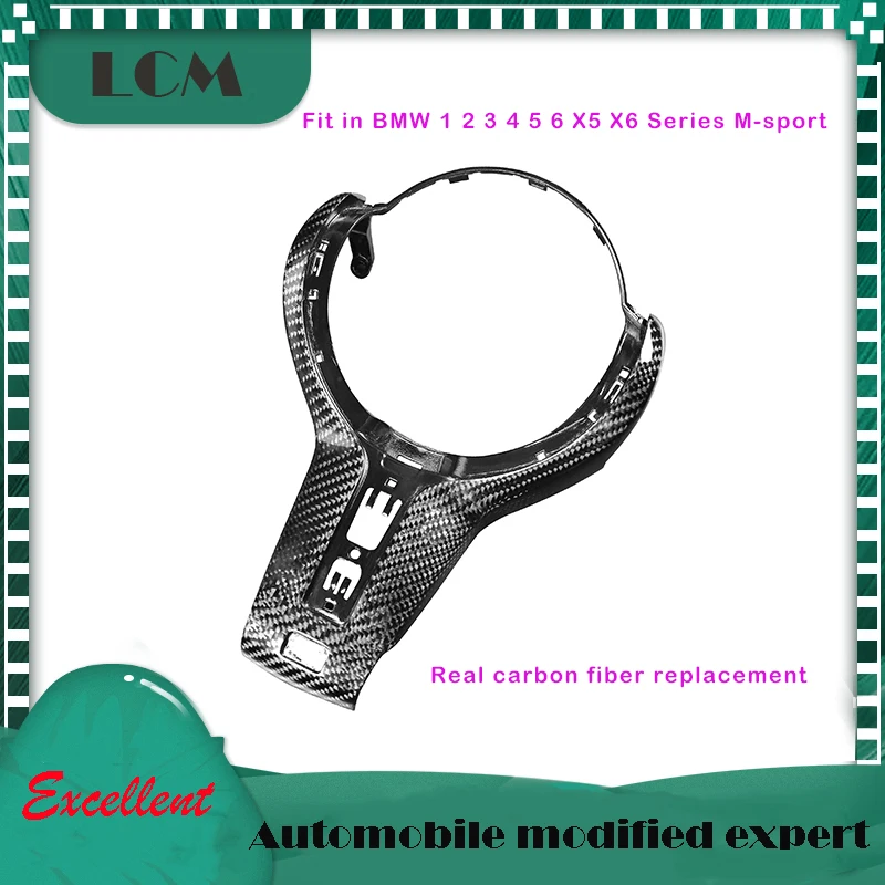 For BMW F20 F22 F30 F31 F32 F33 F36 F10 F06 F12 F13 F15 F16 M-Sport Style Replacement ABS+Real Carbon Fiber Steering Wheel Trim