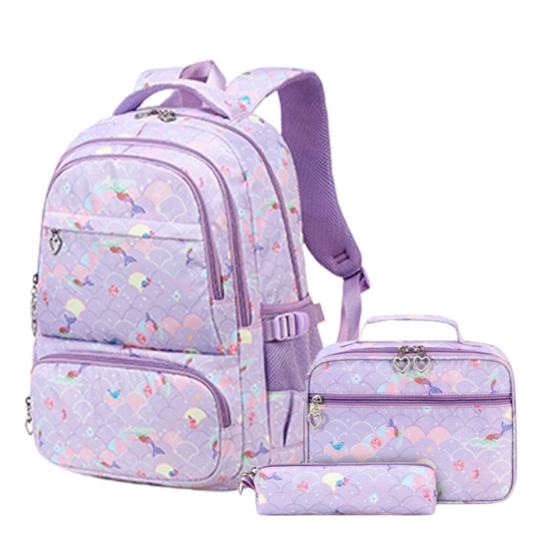 3pcs Comfortable School Bag and Lunch Box Pencil Case Set Large Capacity Rucksack Student Book Bag Casual Daypack Drop shipping