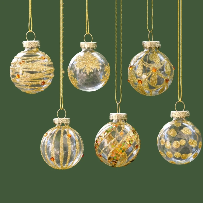 

Free Shipping 8pcs/pack Diameter=4cm 6cm Transparent Handmade Glass Globe Ornament Christmas Day Tree Decoration Hanging Ball