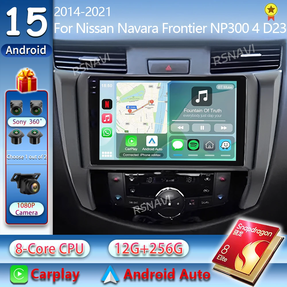 Android 15 For Nissan Navara Frontier NP300 4 D23 2014 -2021 Stereo Car Radio Multimedia Video Player GPS AI Voice CarPlay