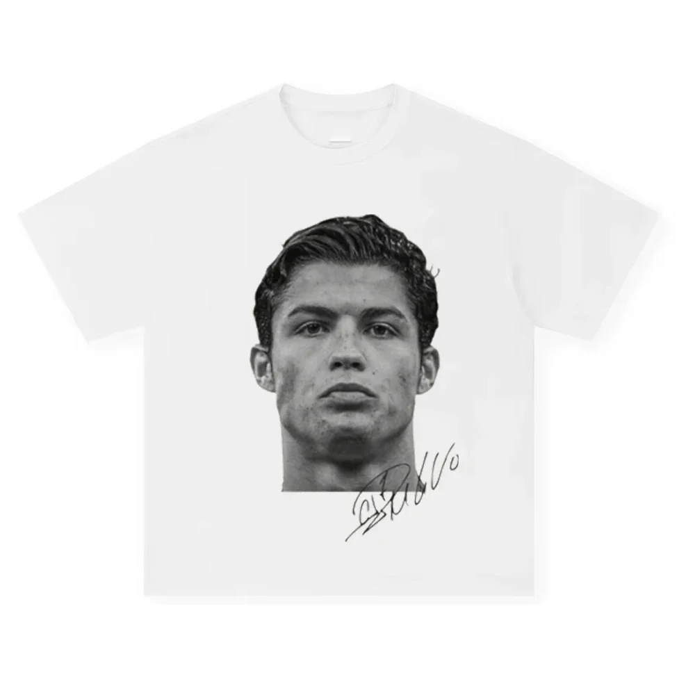 Cristiano Ronaldo Football Superstar Print Cotton Short-sleeved T-shirt Men Women Clothing Athleisure Fashion Oversize Tee 2025