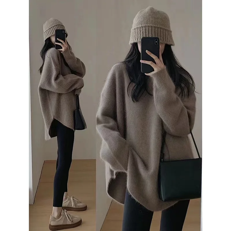 Cashmere Sweater Women's 2023 Autumn/Winter New 100% Wool Sweater Women's Knitted Casual Pullover Loose Korean Fashion Top