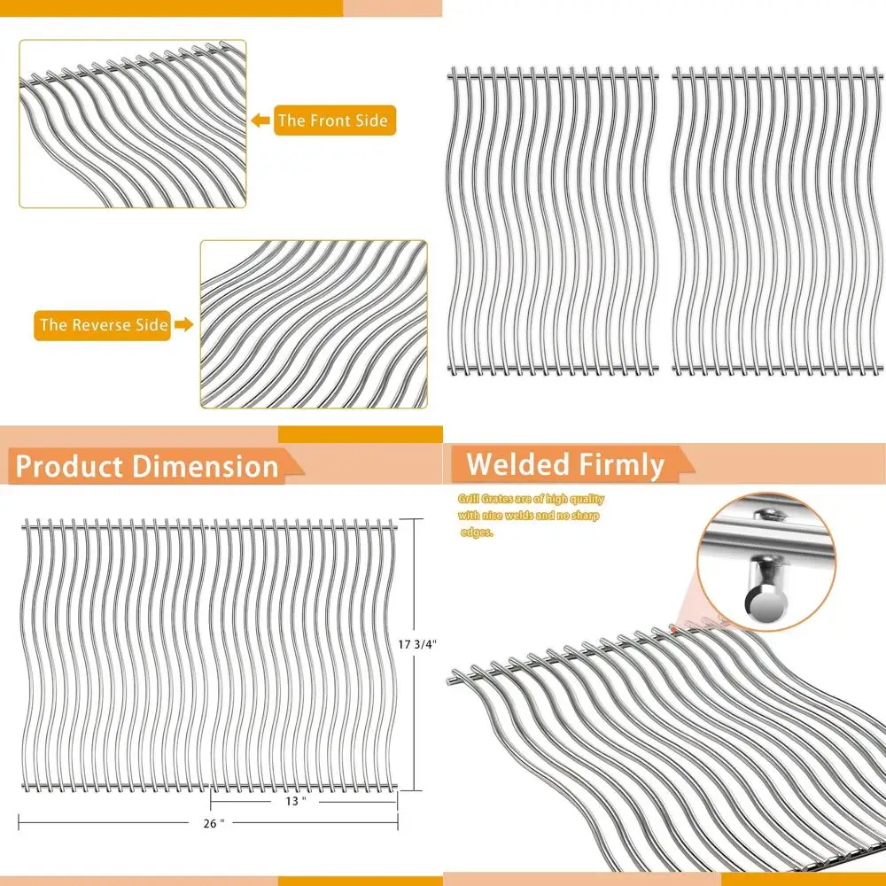

Replacement Cooking Grids for Napoleon Prestige PRO 500 & LEX 485 Gas Grills, Stainless Steel, 17.75 x 27.5, 2-Pack
