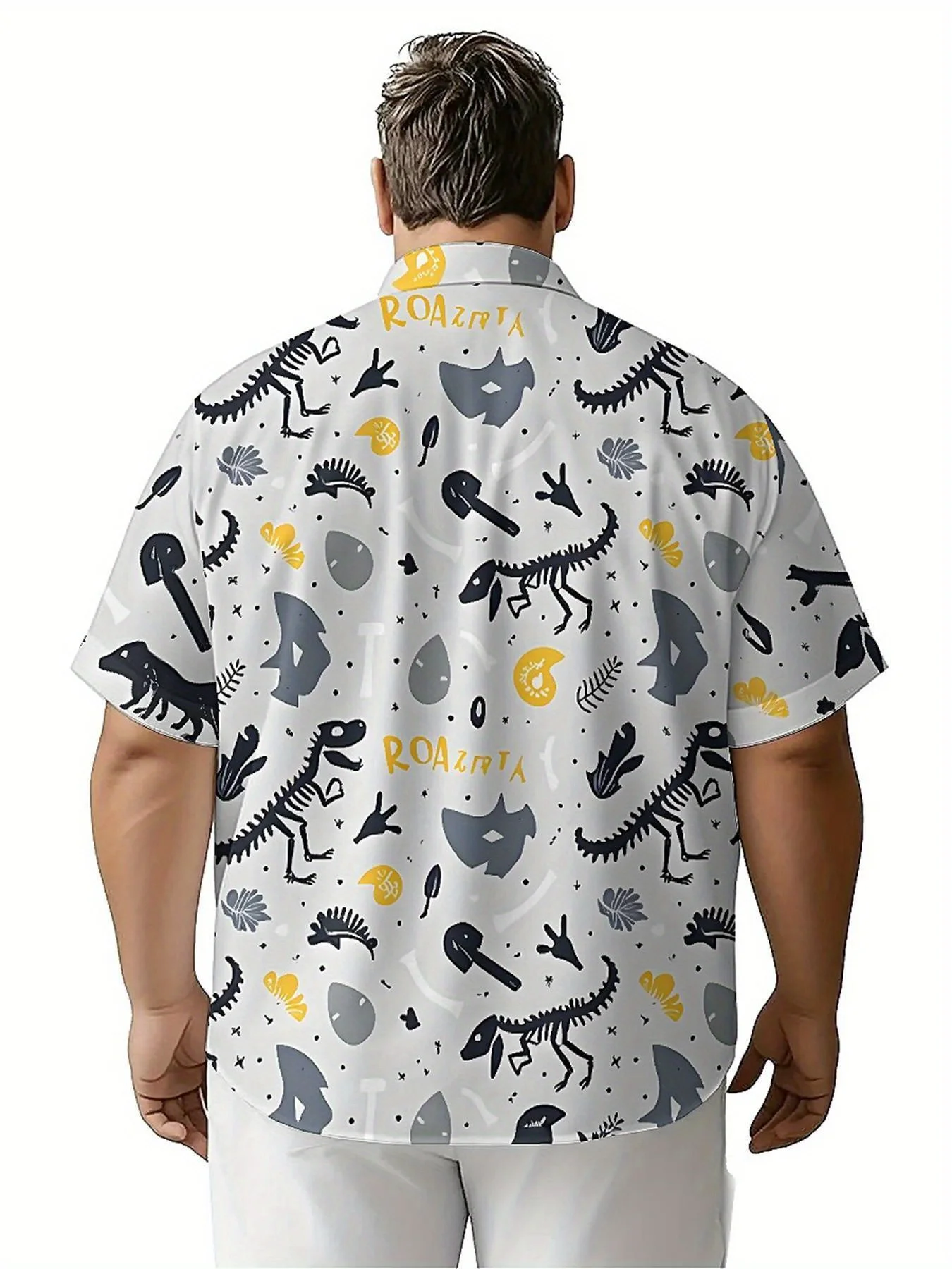 เสื้อฮาวายขนาดบวกของผู้ชาย Fantasy World สําหรับรูปแบบแฟนไดโนเสาร์, เสื้อเชิ้ตติดกระดุม, เสื้อผ้าลําลองสําหรับทั้งชายและหญิง, เสื้อฤดูร้อน