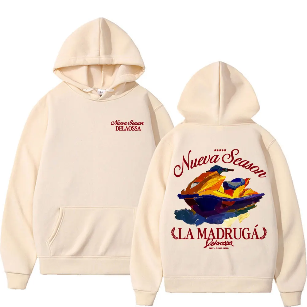 Bluza Rapper Delaossa NUEVA SEASON La Madruga Męska Damska Modny Trend Retro Styl Bluzy z Kapturem Casualowa Polarowa Oversize'owa Bluza