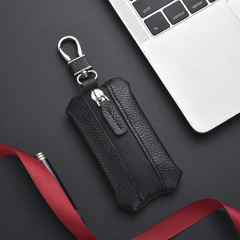 Luxury Car Key Bag Zipper Closure Large Capacity Mini Storage Bag Multifunctional Protection Cover Leather Key Case Daily Use