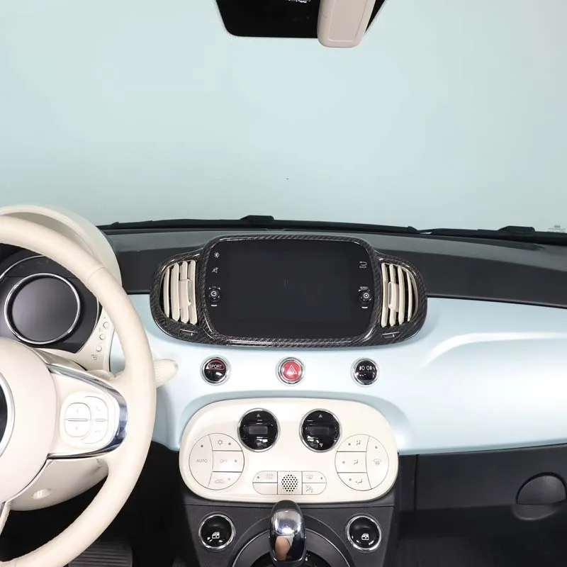 Panel de salida de aire de CA de Control Central de coche de fibra de carbono Real, cubierta de marco embellecedora para Fiat 500 2021-2023, accesorios interiores para coche