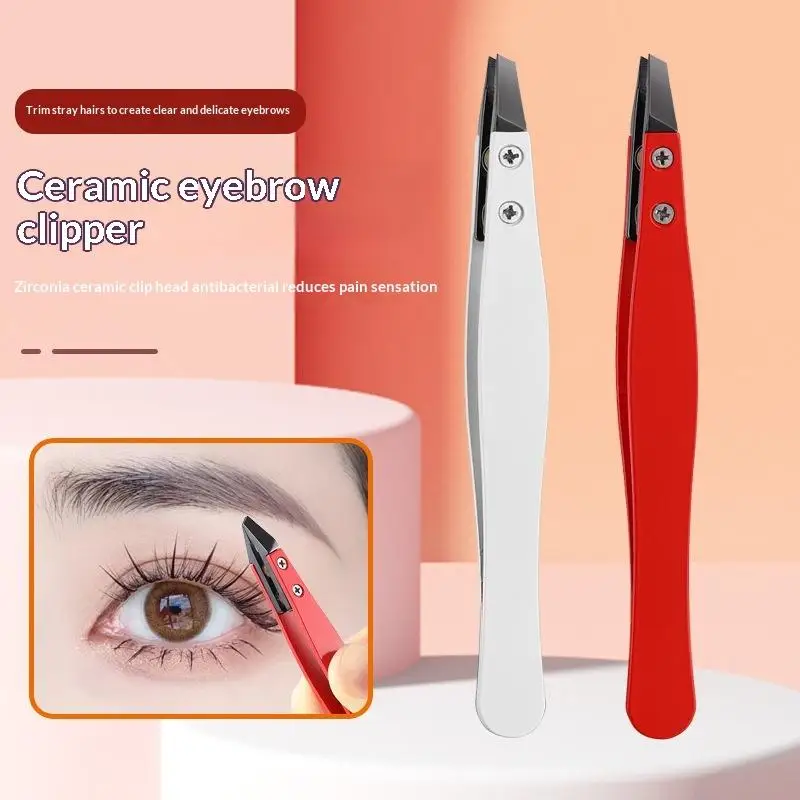 New Zirconia Ceramic Pointed Tweezers Stainless Steel Tweezers With Slanted Tips Edges Eyebrows Beards Hair Eyelash Tweezers
