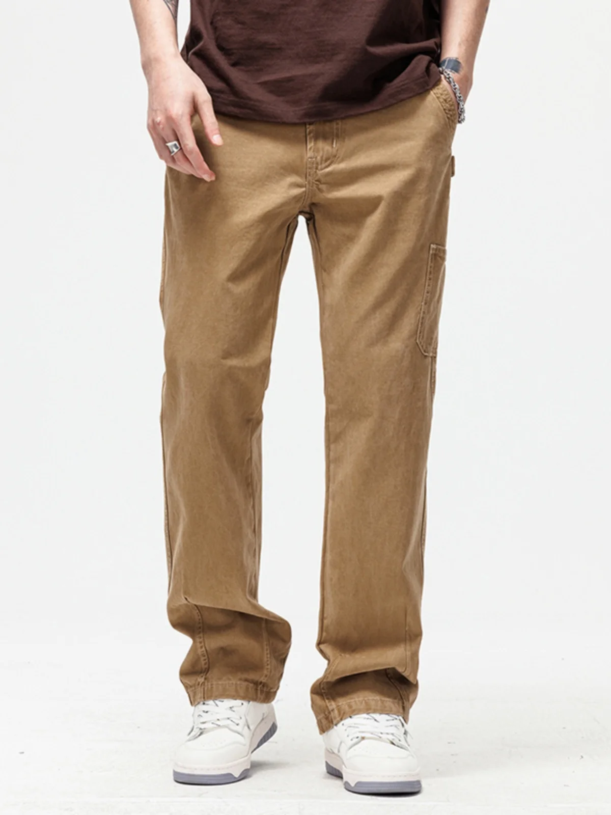 

Мужские джинсы свободного прямого кроя для работы, повседневные, в стиле High Street, широкие брюки, весна-осень, модный тренд