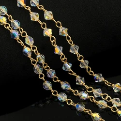 14K Gold Filled Chain Crystal Beads 4mm Gold Filled Chain For Jewelry Making Unfinished Chain Necklace Bracelet (1 meter)