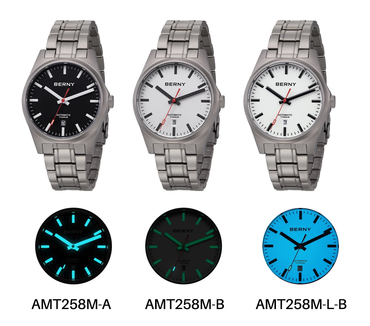 BERNY Titan-Automatikuhren für Herren, mechanische Armbanduhr, Saphirglas, voll leuchtendes Zifferblatt, 10 ATM wasserdicht, Herrenuhr – Detail 3