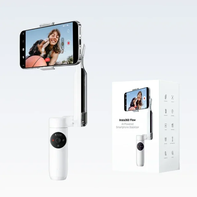 Insta360 Flow AI-Powered AI-Face Tracking Faltbarer 3-Achsen-Gimbal-Stabilisator für Smartphone IOS Android Phone